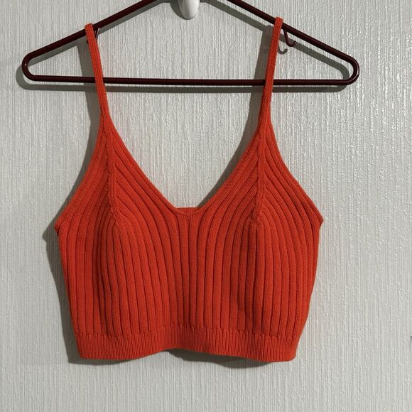 Free People Tops - Free People Orange Knit Crop Tank Festival Boho Beach Hippie Fairy Earth Women S